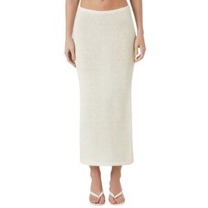 NEW Knit Sequin Midi Column Skirt in Ivory Size M Cream Sweater Skirt